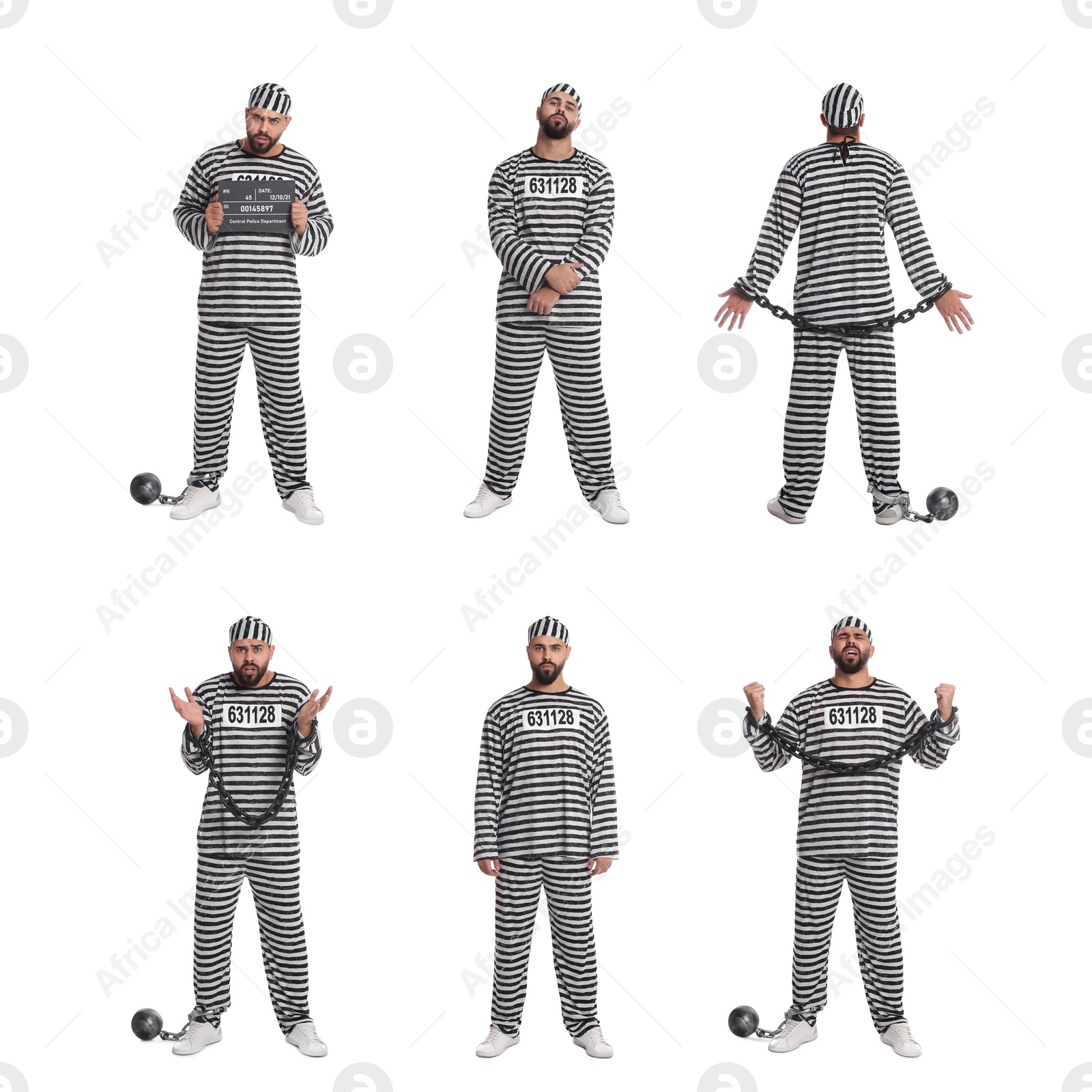 Image of Collage with photos of prisoner on white background 