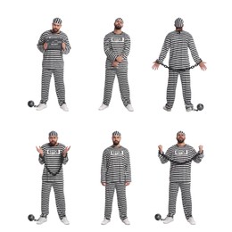 Image of Collage with photos of prisoner on white background 