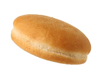 Photo of One fresh burger bun isolated on white