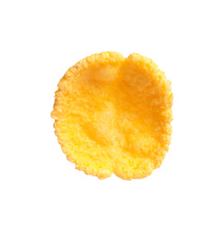 Photo of Tasty crispy corn flake isolated on white