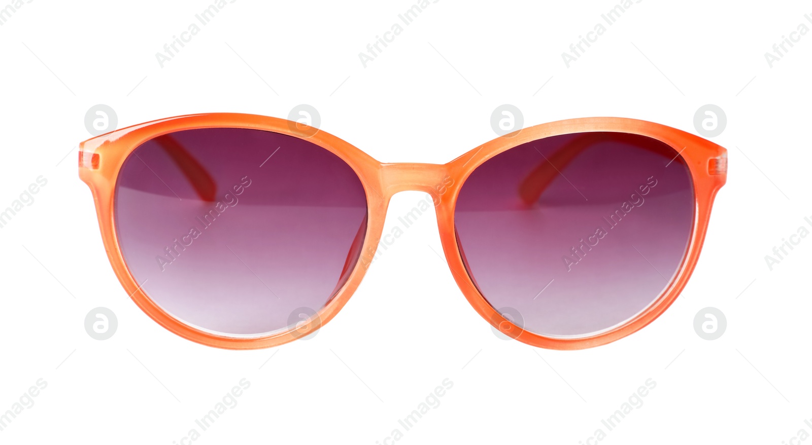 Photo of Beautiful sunglasses on white background. Beach object