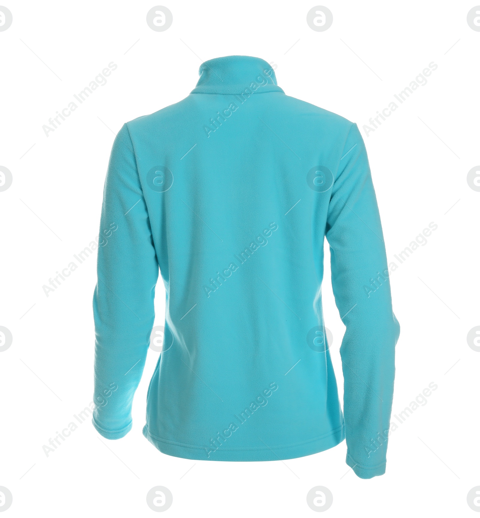 Photo of Fleece jacket isolated on white. Winter sport clothes