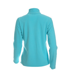 Photo of Fleece jacket isolated on white. Winter sport clothes