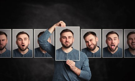 Image of Man with personality disorder, multiple exposure. Collage
