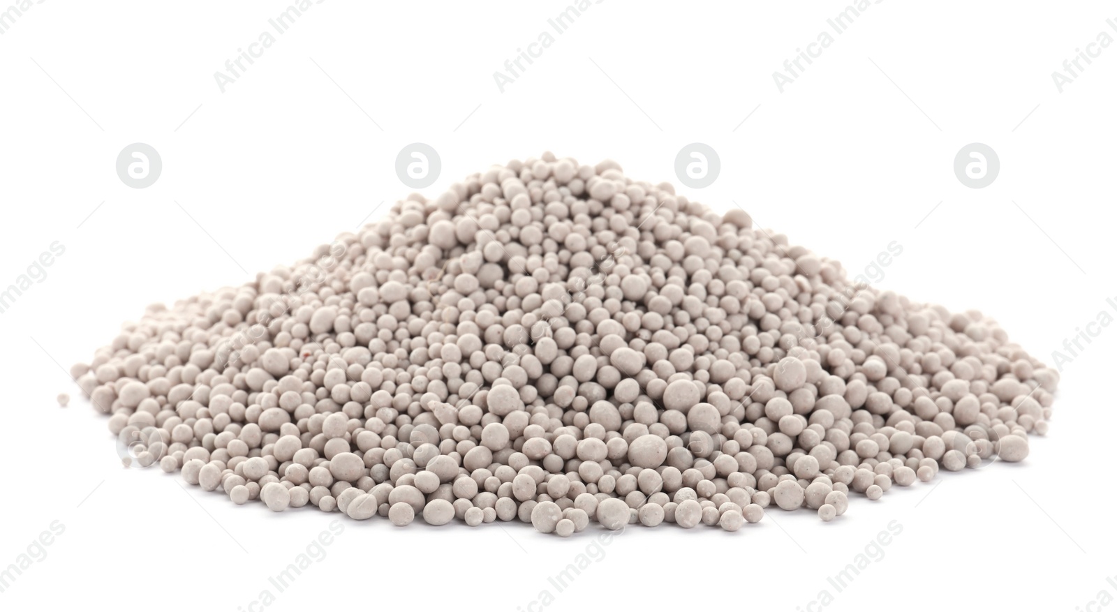 Photo of Pile of chemical fertilizer isolated on white. Gardening time