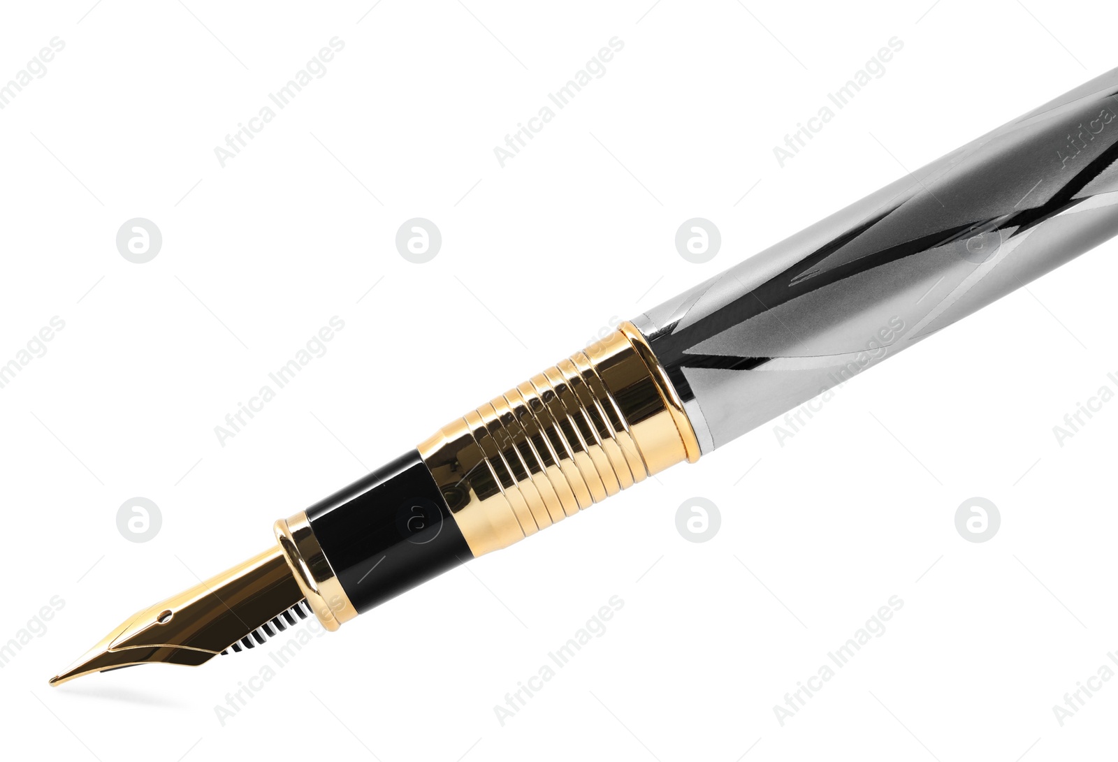 Photo of Beautiful fountain pen with ornate nib isolated on white