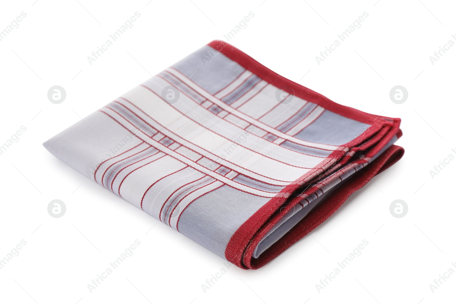 Photo of Folded handkerchief isolated on white. Stylish accessory