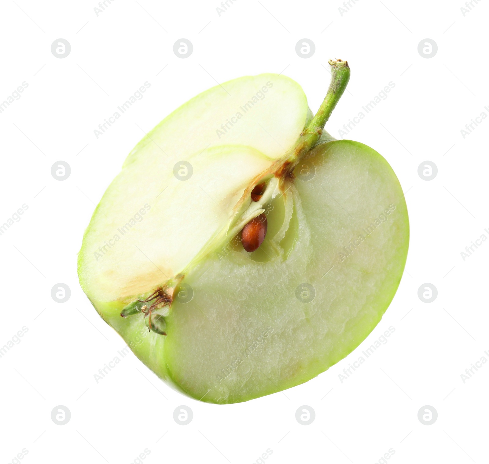 Photo of Piece of ripe green apple isolated on white