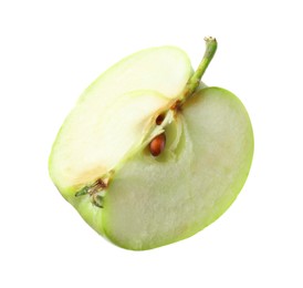 Piece of ripe green apple isolated on white