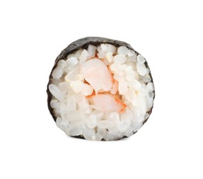 Photo of Delicious fresh sushi roll with shrimp isolated on white