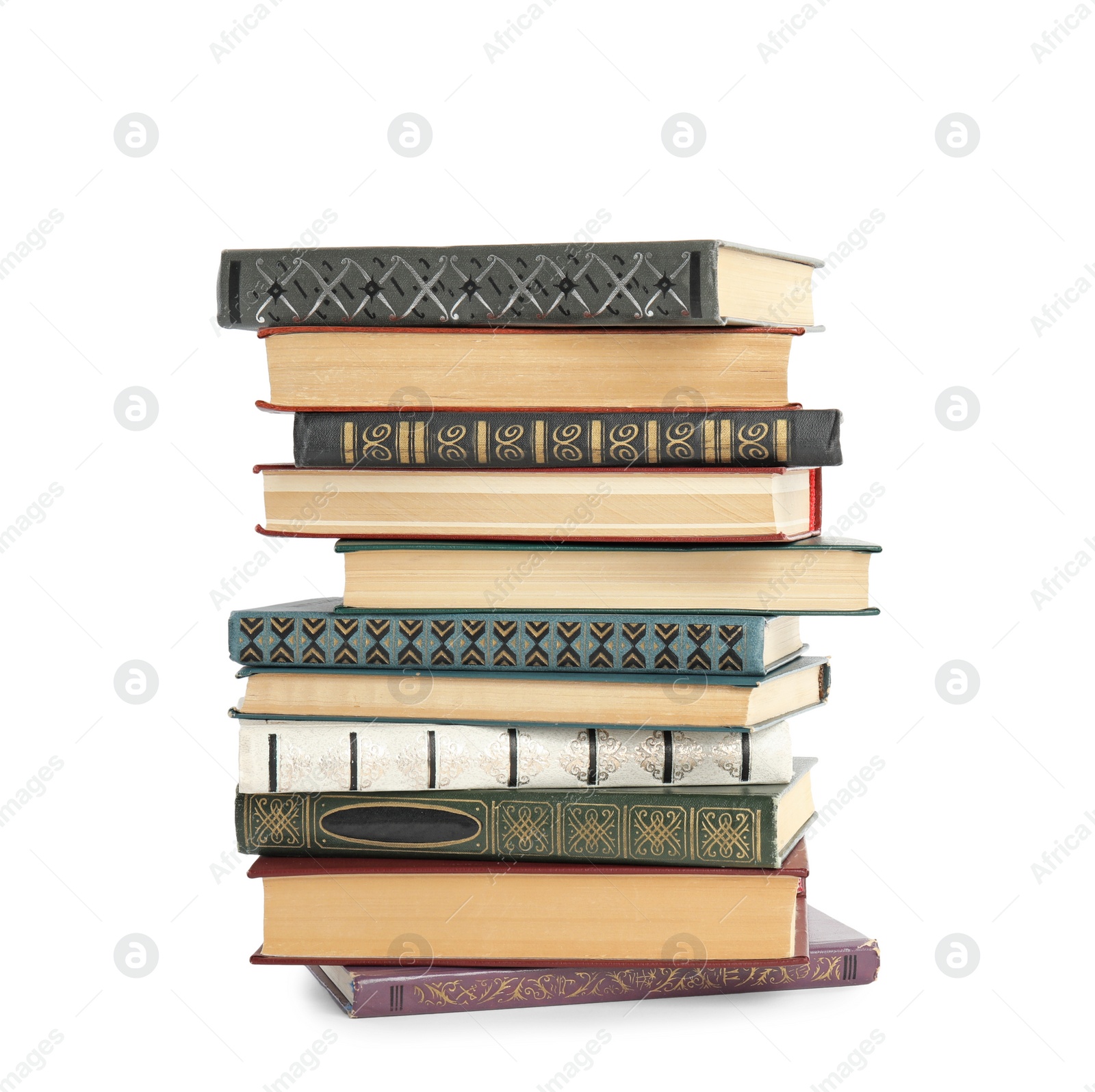 Photo of Collection of different books isolated on white