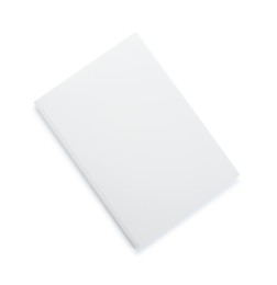 Photo of Blank paper brochure isolated on white, top view. Mockup for design