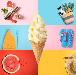 Collage with ice cream and other summer stuff