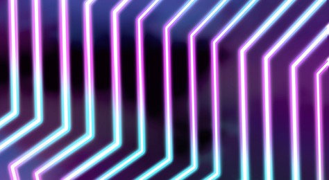 Neon geometric pattern on dark background. Banner design