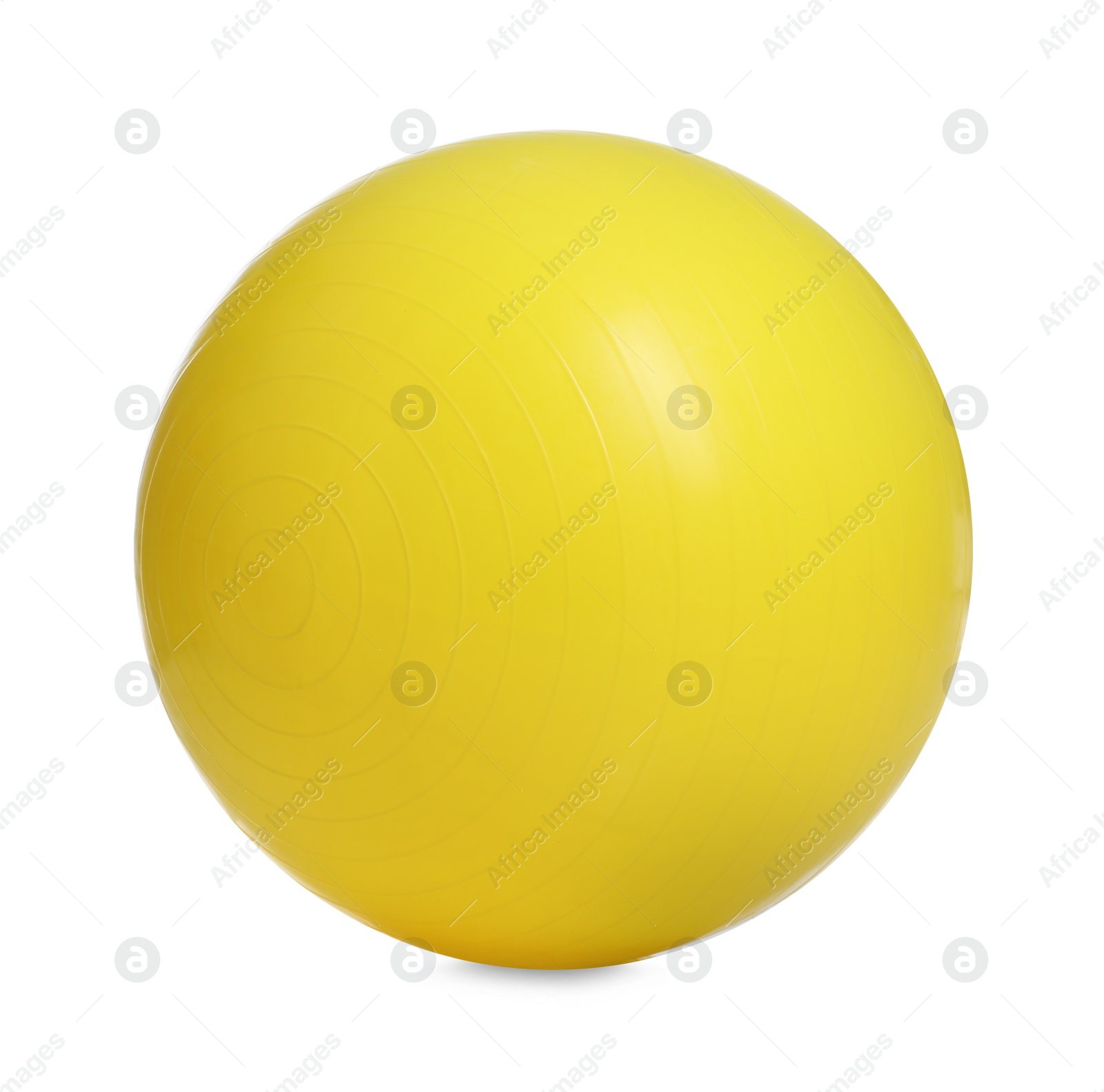 Photo of New yellow fitness ball isolated on white