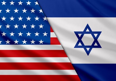 Image of Flags of Israel and USA. International diplomatic relationships
