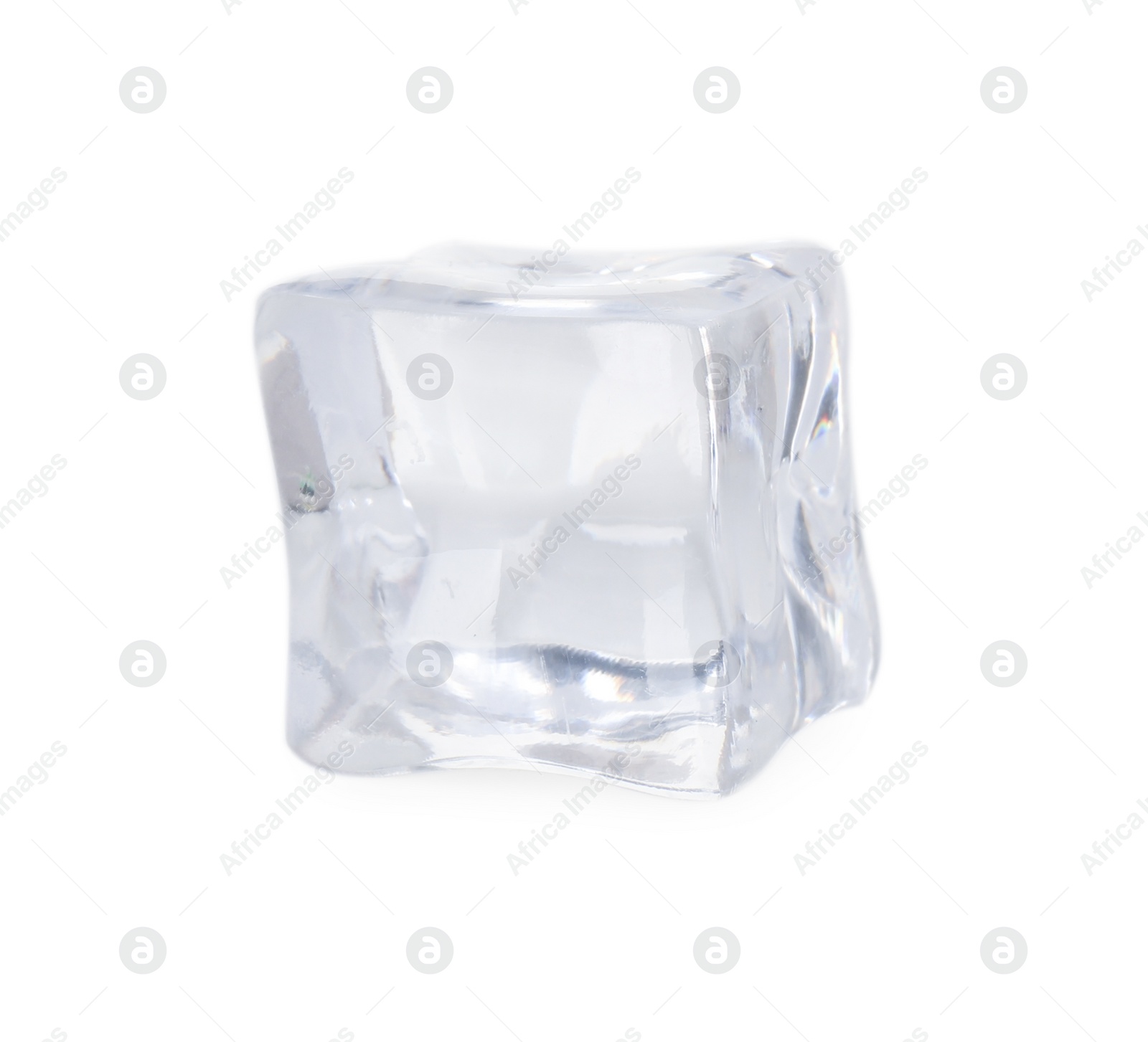 Photo of One crystal clear ice cube isolated on white