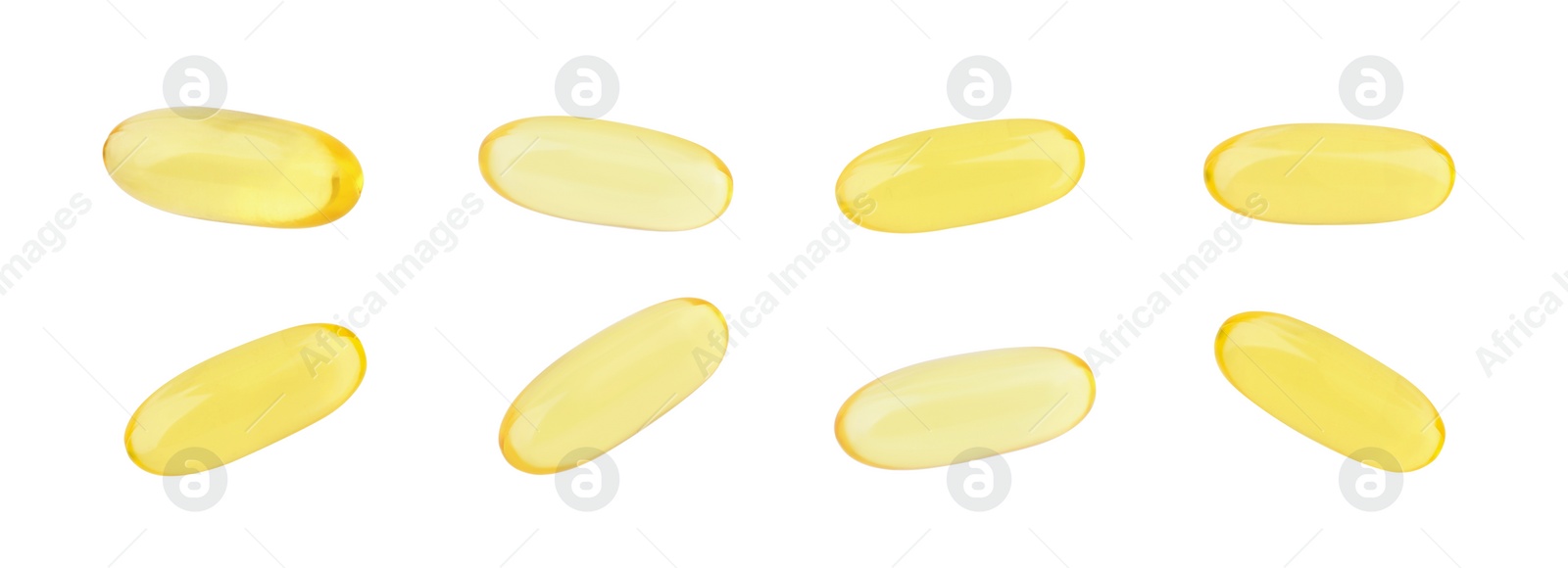 Image of Collage of vitamin pills isolated on white