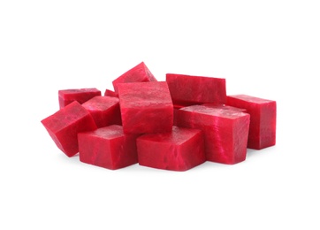 Cut fresh red beet on white background