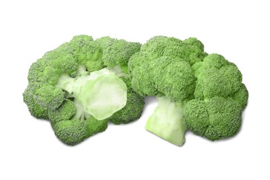 Fresh green broccoli on white background. Edible plant