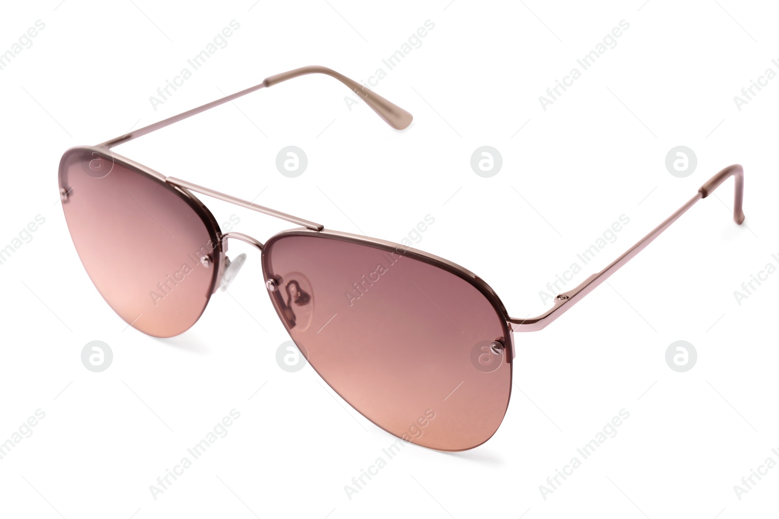 Photo of New stylish aviator sunglasses isolated on white