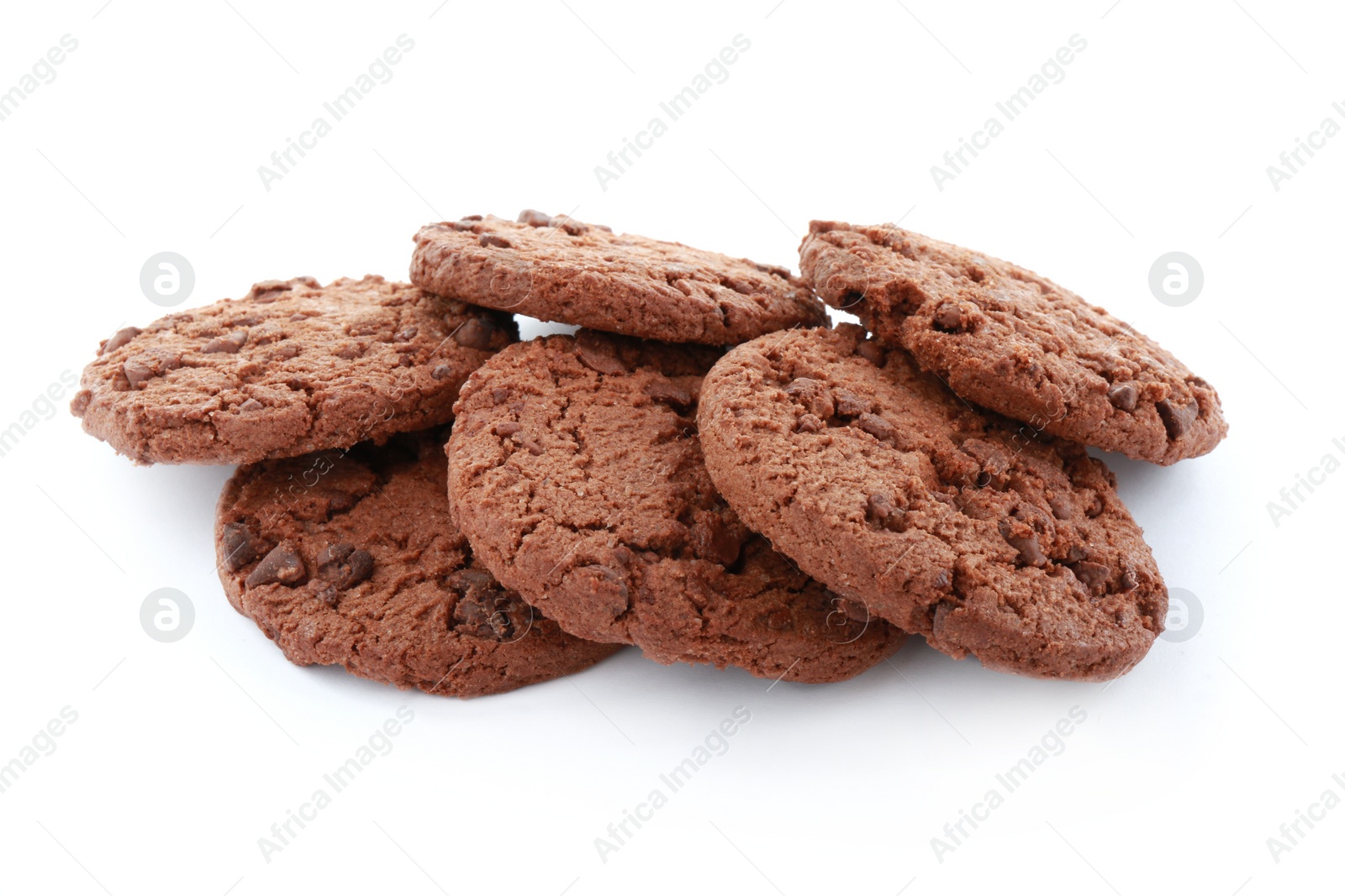 Photo of Delicious chocolate chip cookies isolated on white