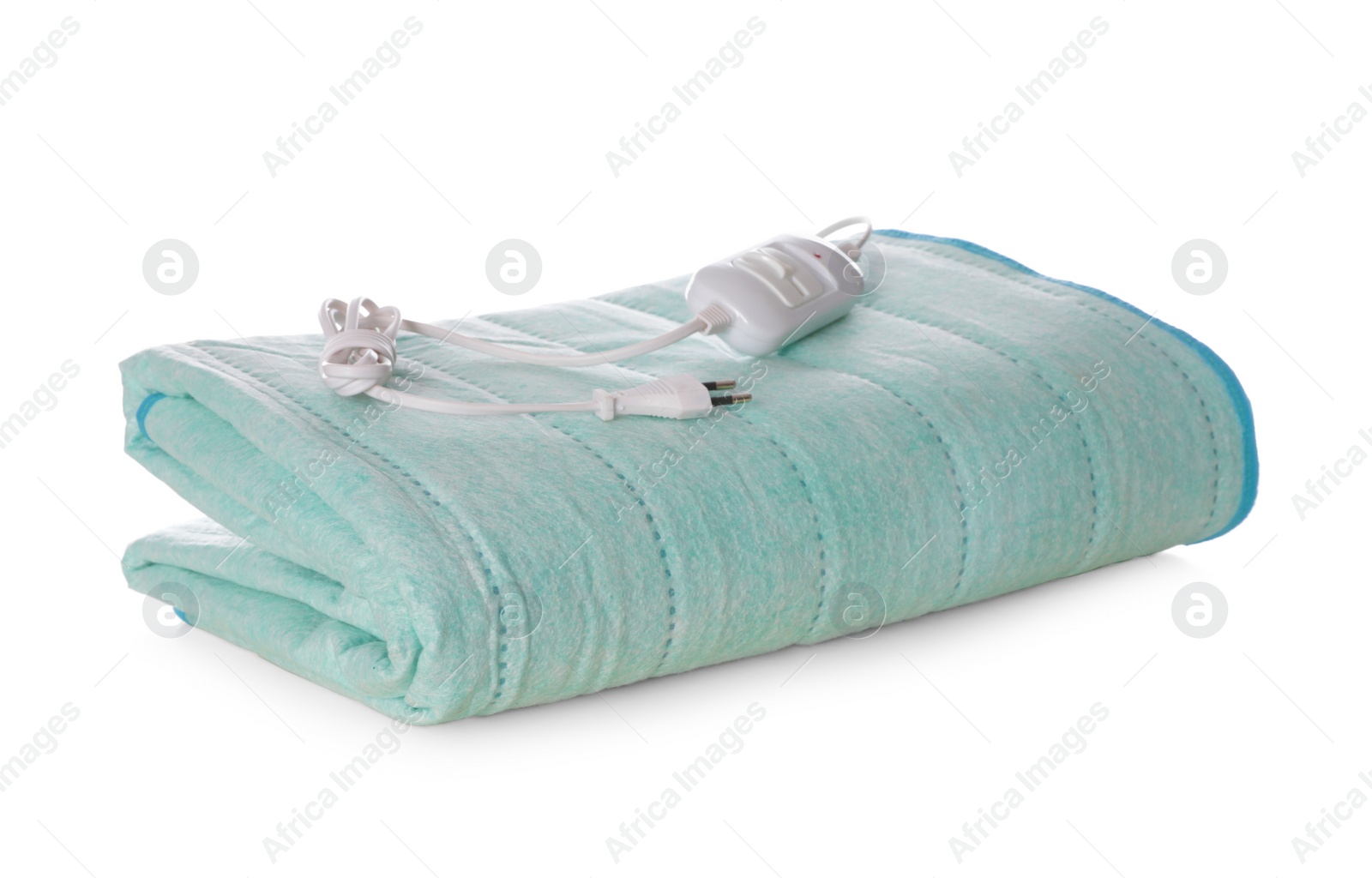 Photo of Folded electric heating pad isolated on white