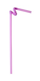 Photo of Light purple plastic cocktail straw isolated on white