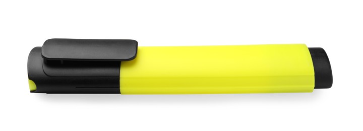 Bright yellow marker isolated on white. Office stationery
