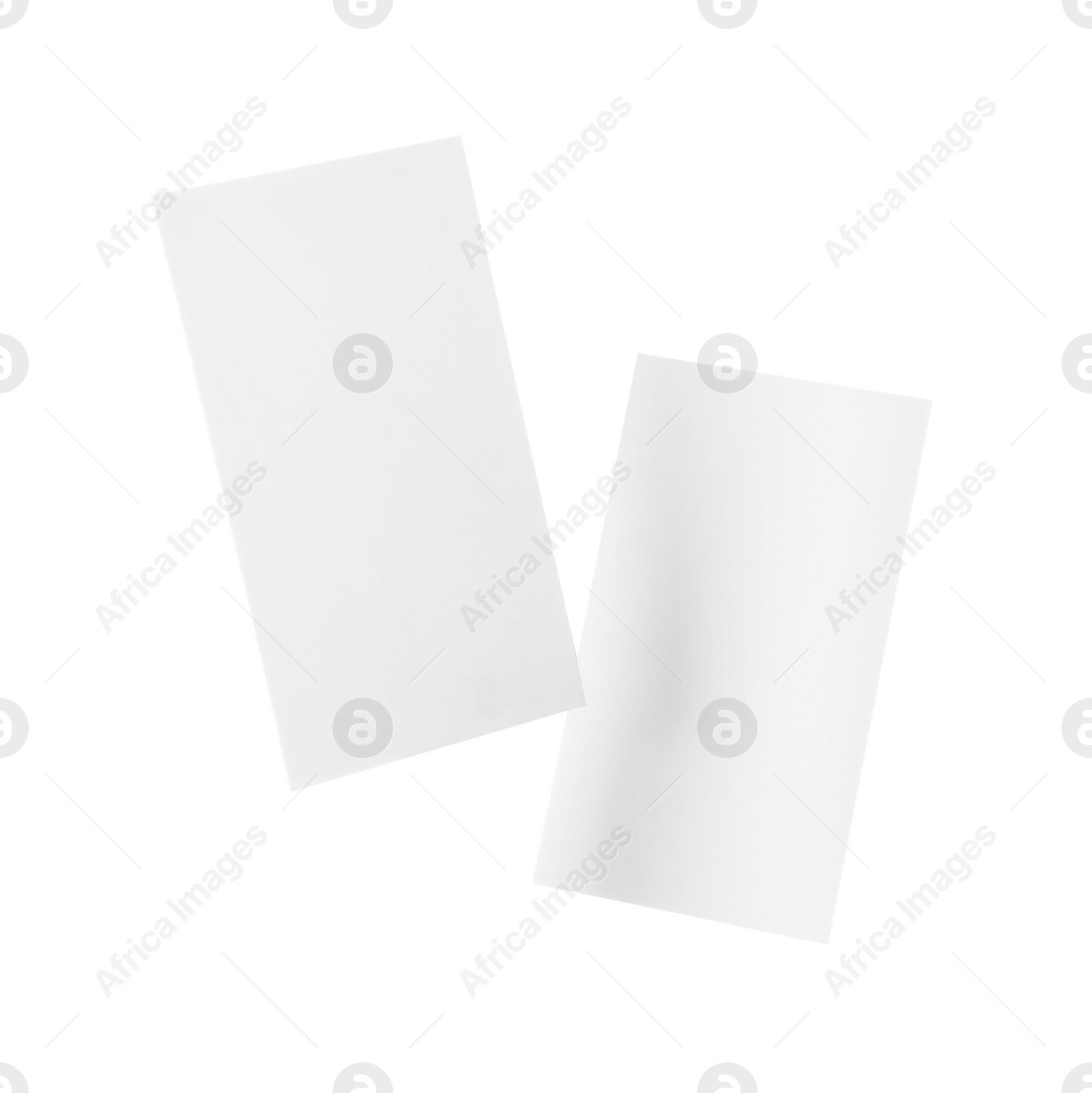 Photo of Blank business cards isolated on white. Mockup for design