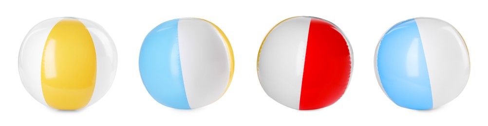 Beach ball isolated on white, different sides