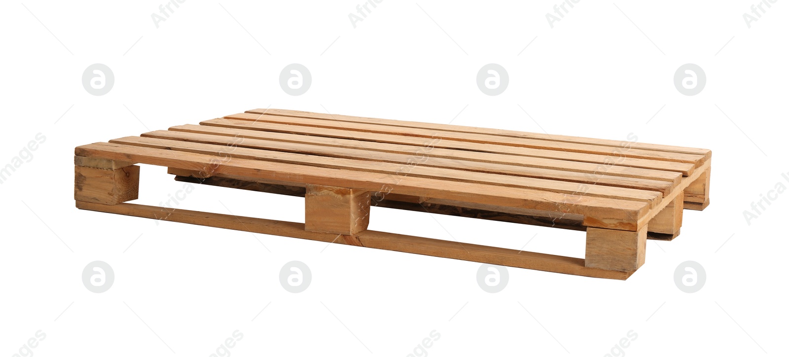 Photo of Wooden pallet isolated on white. Transportation and storage