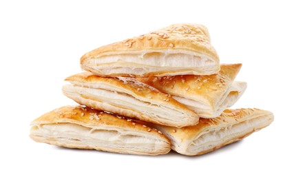 Photo of Delicious fresh puff pastries isolated on white