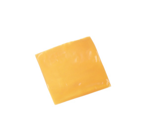 Slice of cheese for sandwich isolated on white