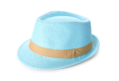 Photo of Summer hat on white background. Beach object