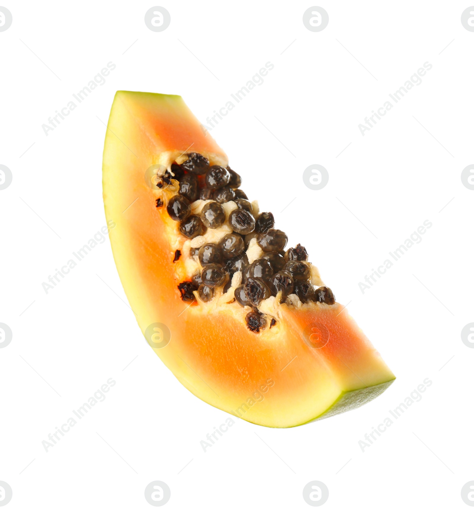 Photo of Fresh ripe papaya slice isolated on white