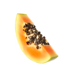 Fresh ripe papaya slice isolated on white