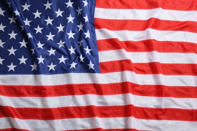 American flag as background, top view. National symbol of USA