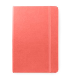 Image of Coral notebook isolated on white, top view