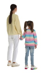 Photo of Little girl with her mother on white background