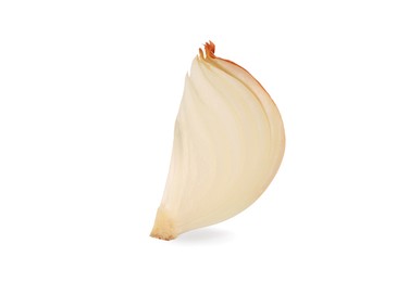 Cut fresh ripe onion isolated on white