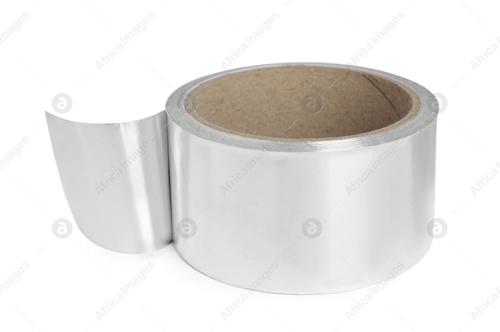 Photo of Roll of aluminum adhesive tape on white background