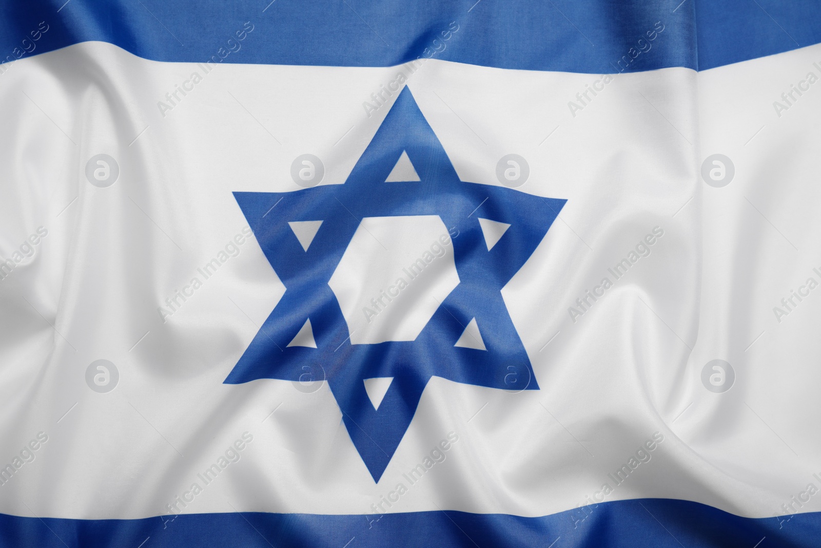 Photo of Flag of Israel as background, top view. National symbol