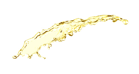 Image of Splash of natural cooking oil on white background