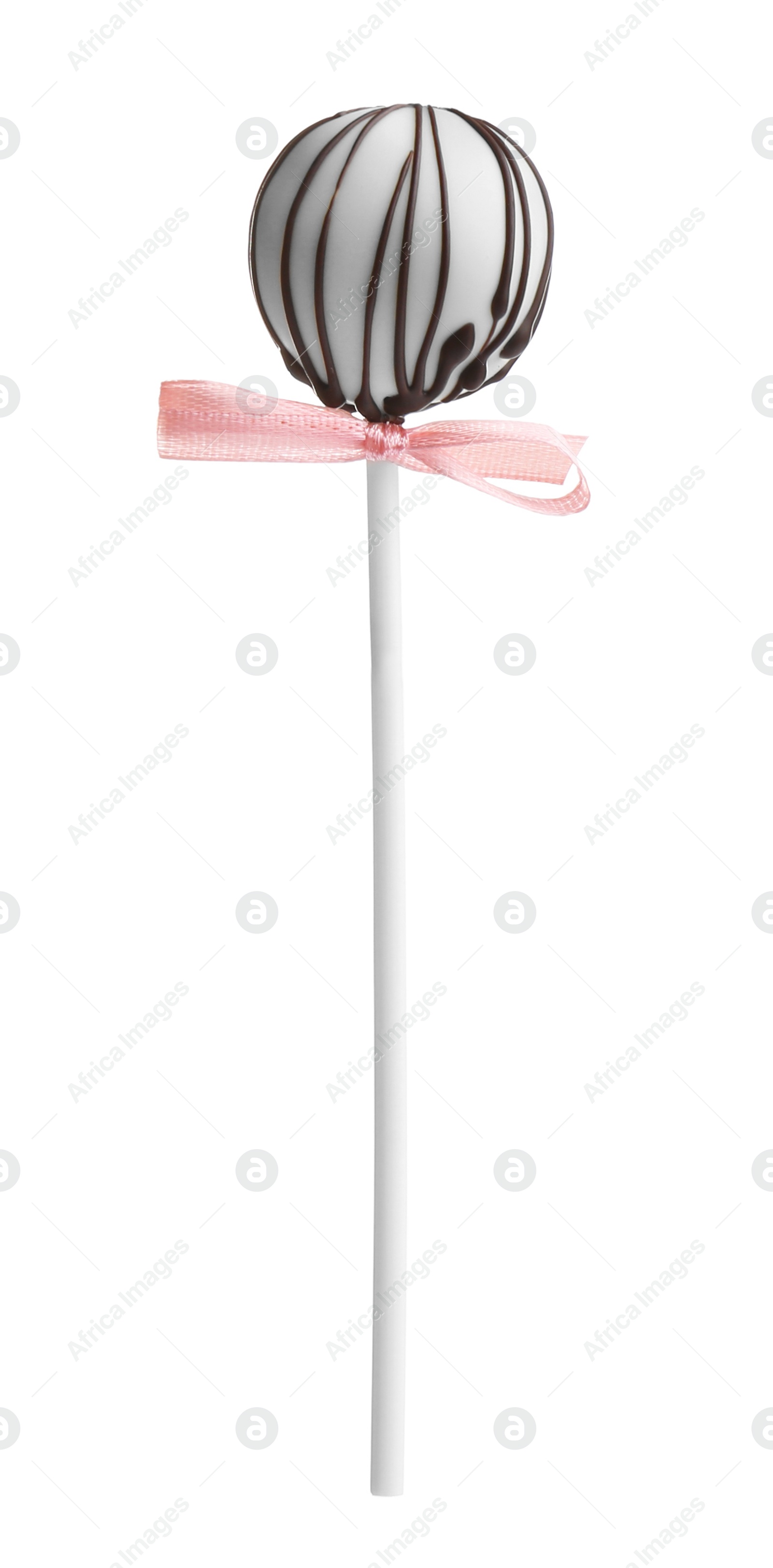 Image of Tasty cake pop with chocolate on white background