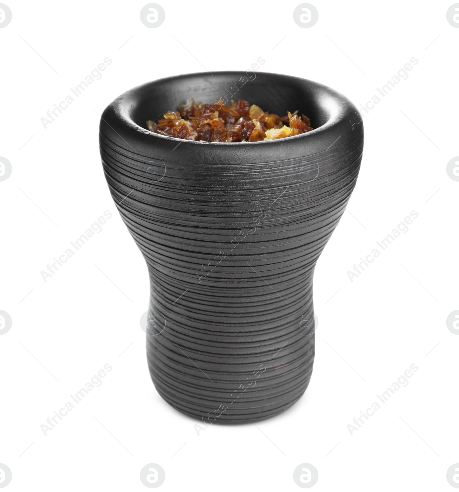 Photo of Hookah bowl with tobacco isolated on white