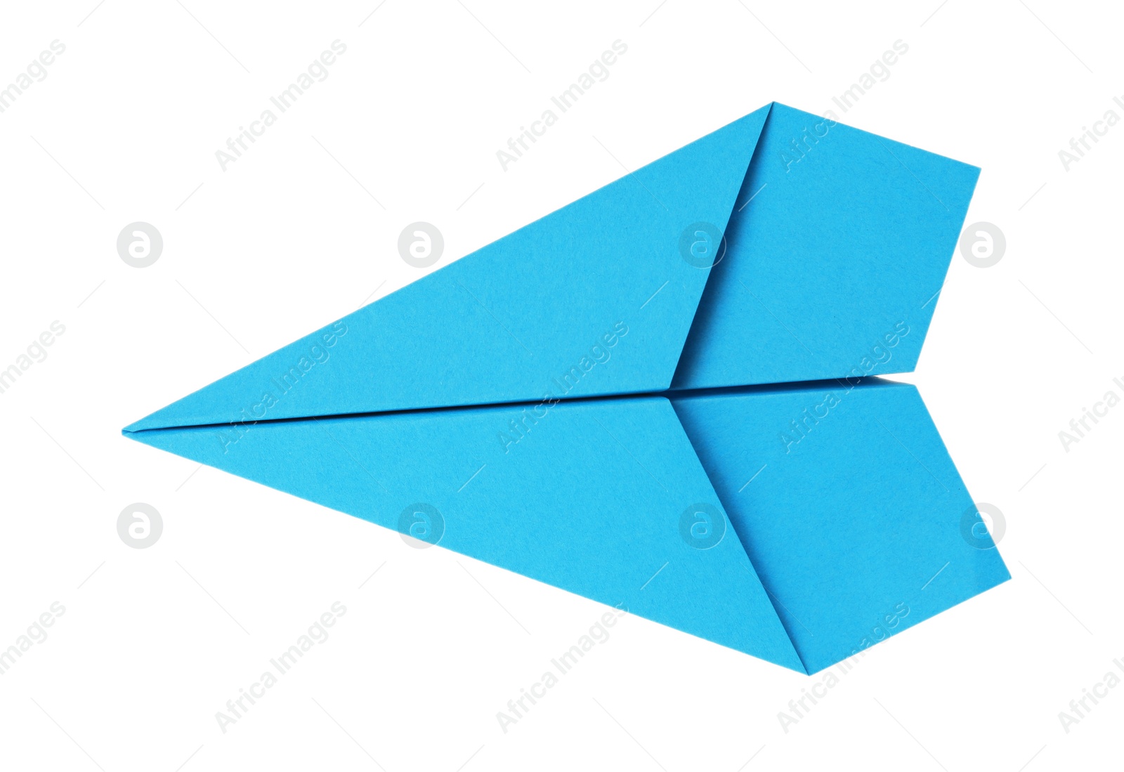 Photo of Handmade light blue paper plane isolated on white