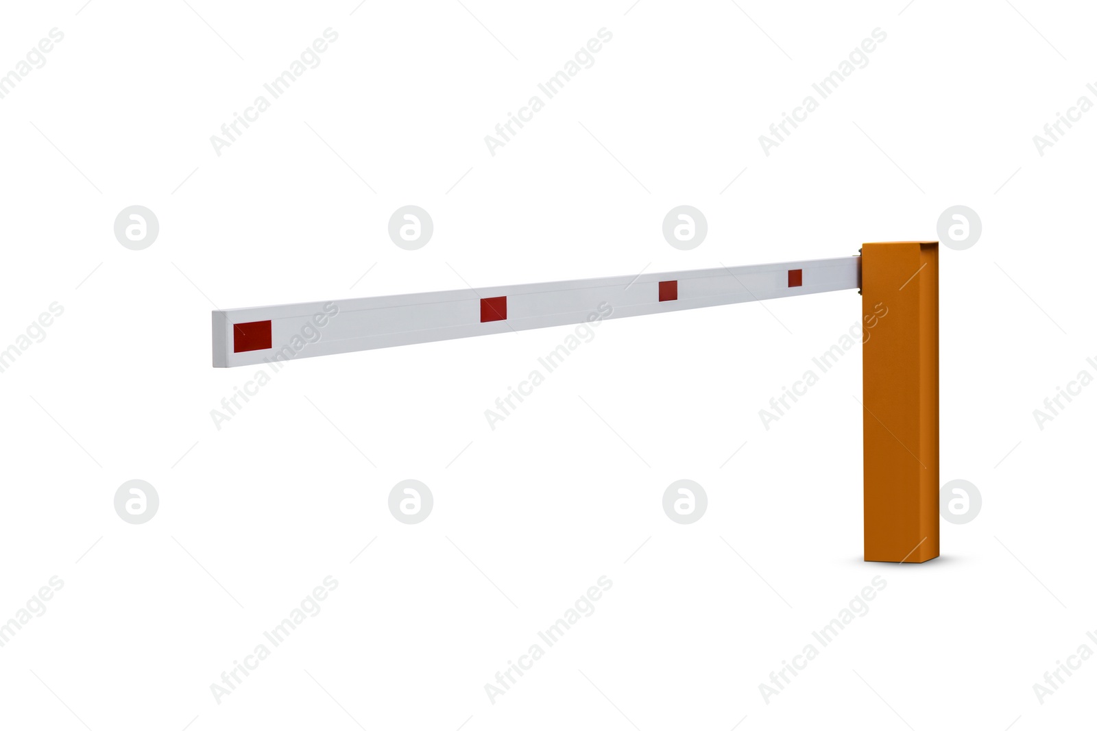 Image of One closed boom barrier isolated on white