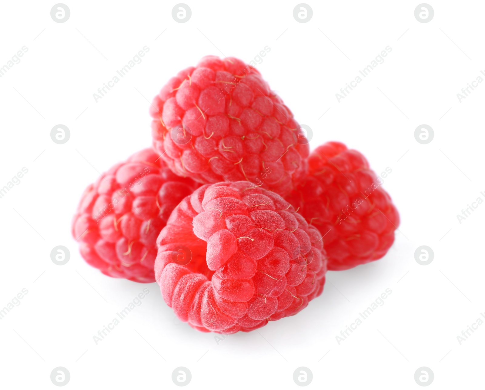 Photo of Delicious sweet ripe raspberries isolated on white