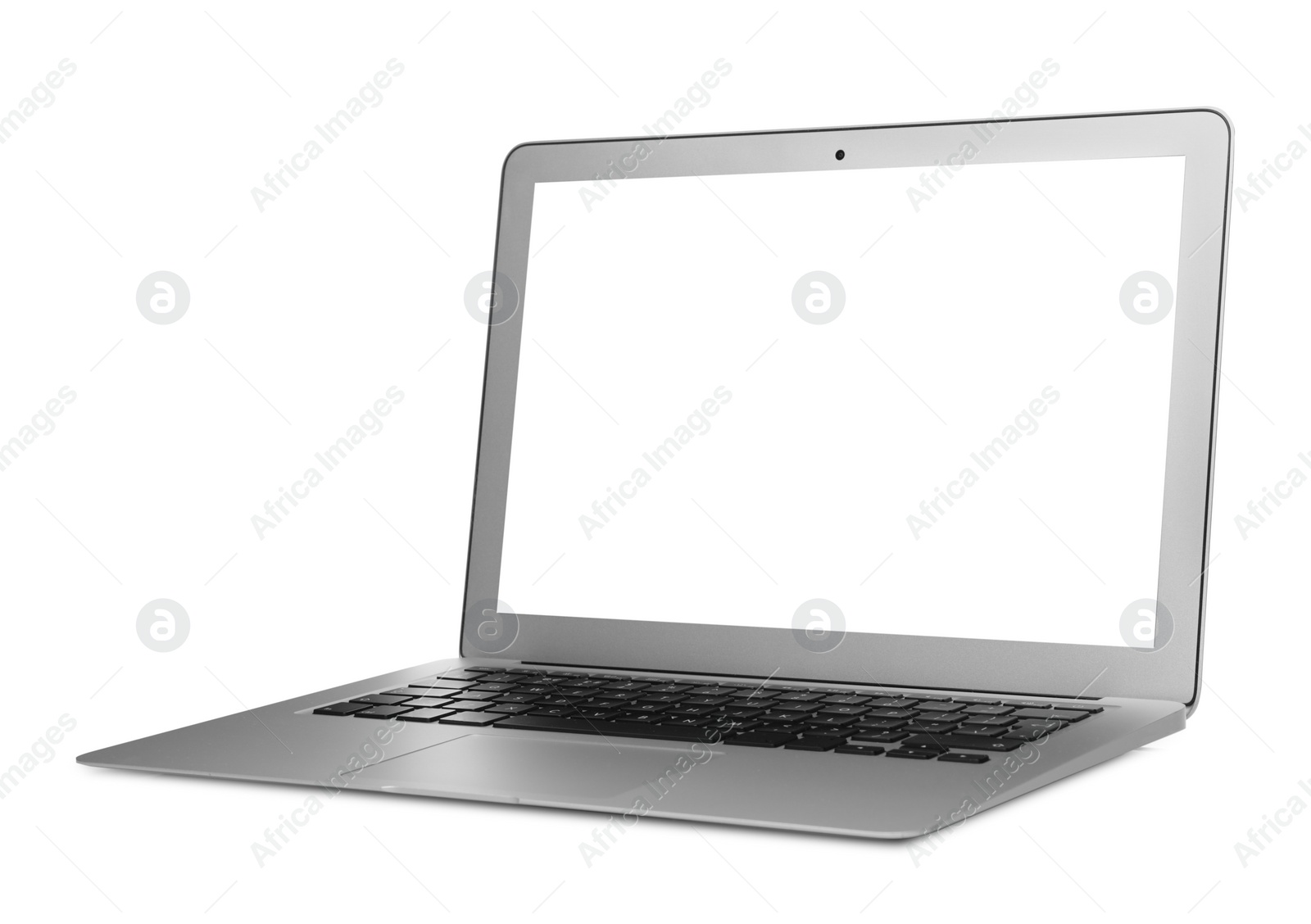 Photo of Laptop with blank screen isolated on white. Mockup for design